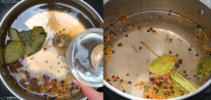 adding vinegar to marinade