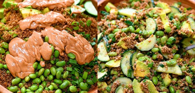 Salad with dressing added and mixed together