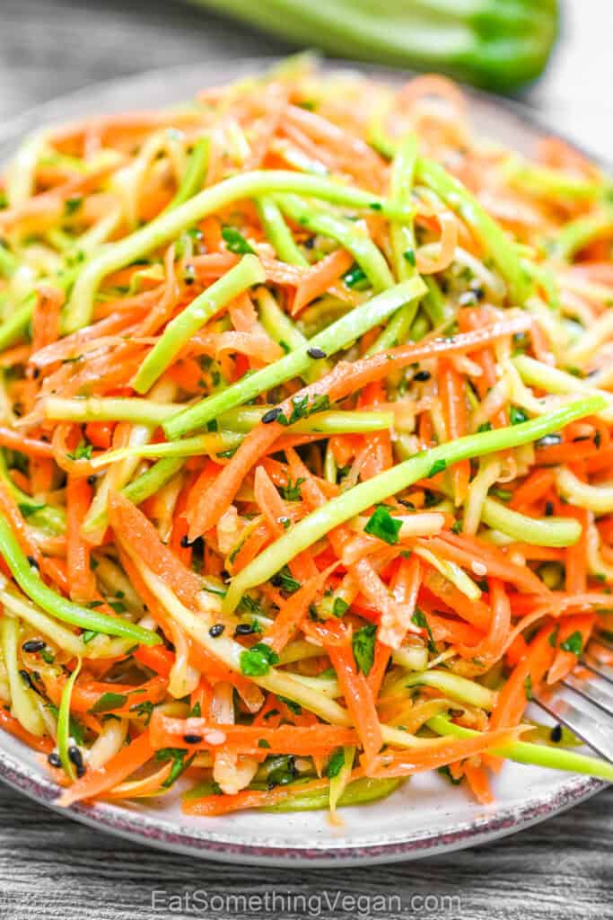 Korean-Style Zucchini Salad served on a plate.